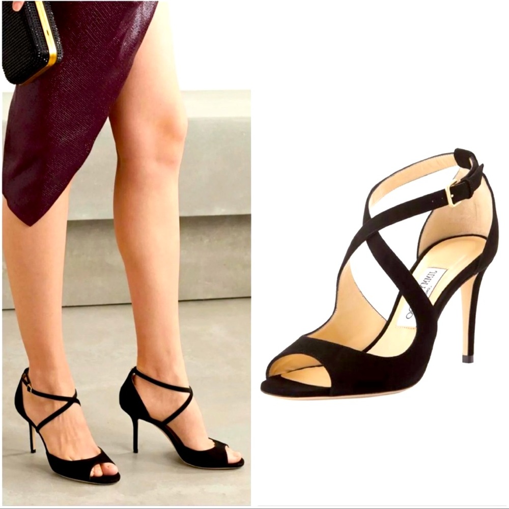 Jimmy Choo Emily Sue Black Suede Shoes Size 37 7 $695